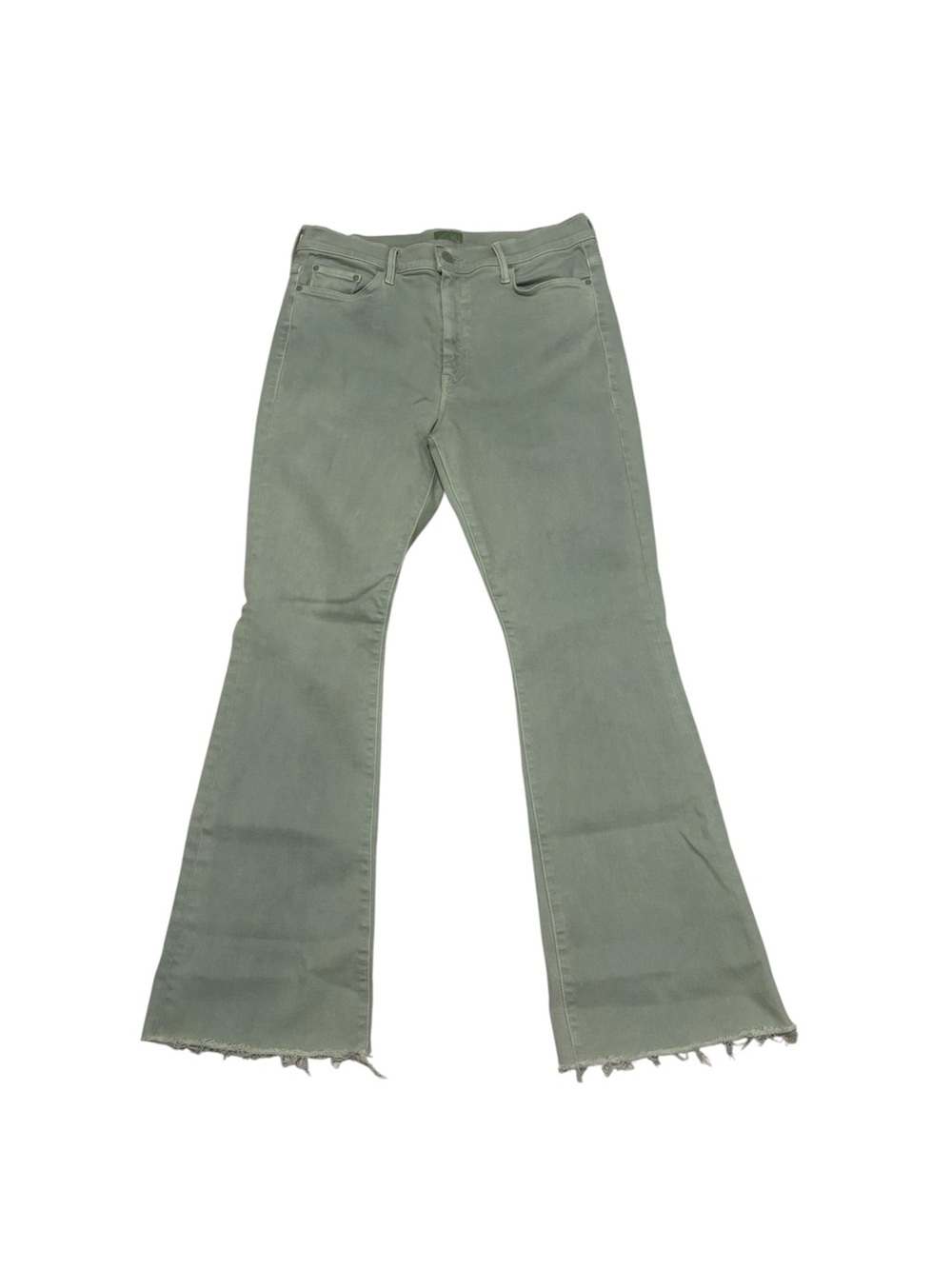 MOTHER the weekender fray flare jeans size 34 in iceberg green